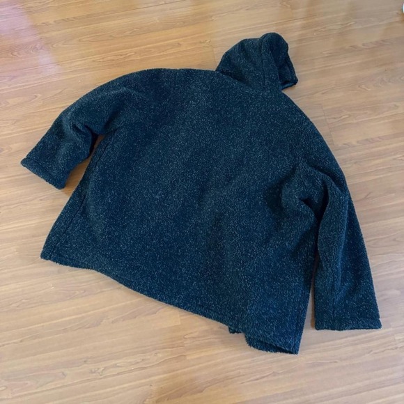 Black Sherpa Hood Jacket Teddy Chore Coat Plus Size - Picture 5 of 5